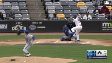 Aaron Sabato homers (9) on a fly ball to left center field.