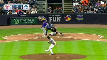 Mud Hens challenged (pitch result): Jackson Cluff walks. Chas McCormick scores. James Triantos to 3rd. Ben Cowles to 2nd.
