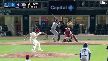 Raynel Delgado singles on a sharp ground ball to right fielder Bryan De La Cruz. Gavin Lux scores. Carson Williams scores.