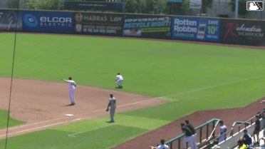 Carlos Renzullo doubles (11) on a sharp line drive to right fielder Tanner Mally. Ashly Andujar scores.