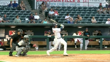 Jordan Groshans hits a two-run homer to right field
