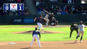 Jack Pineda doubles (1) on a ground ball to left fielder Hendry Mendez, deflected by third baseman Jake Rucker. Daniel Vazquez scores.