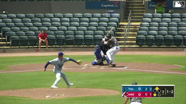 Jared Sundstrom triples (1) on a sharp fly ball to center fielder Mike Sirota. Aaron McKeithan scores.