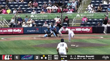 Shane Sasaki singles on a ground ball to third baseman Juan Matheus. Jay Allen II scores.