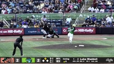 Luke Waddell out on a sacrifice fly to right fielder Fenwick Trimble. Lizandro Espinoza scores.