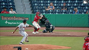 Juan Villavicencio homers (4) on a line drive to right field. Nathan Humphreys scores.