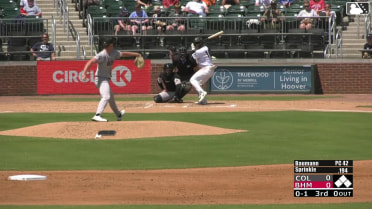 Jordan Sprinkle homers (1) on a fly ball to left field. Jorge Corona scores.