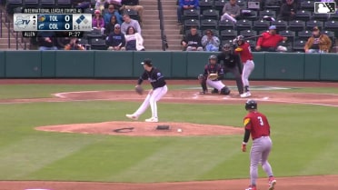Andrew Navigato out on a sacrifice fly to center fielder Stuart Fairchild. Eduardo Valencia scores.