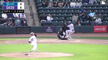 Alberto Hernandez doubles (4) on a fly ball to center fielder Ryan Burrowes. Caden Powell scores. Alberto Hernandez out at 3rd on the throw, center fielder Ryan Burrowes to shortstop Caleb Bonemer to third baseman Colby Shelton.