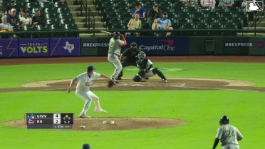 Rowdy Tellez doubles (2) on a sharp line drive to center fielder Michael Helman. Nacho Alvarez Jr. scores.