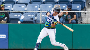 Luke Stevenson homers (20) on a fly ball to center field.