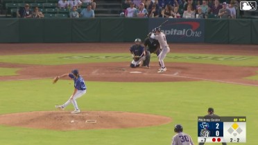 Tyler Whitaker doubles (11) on a line drive to left fielder Tirso Ornelas. Cameron Sisneros scores.