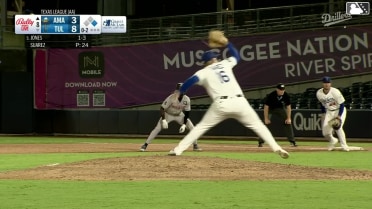 Druw Jones triples (2) on a line drive to center fielder Chris Newell. Jansel Luis scores.