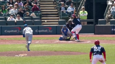 Michael Chavis doubles (1) on a ground ball to left fielder Gavin Cross. Héctor Rodríguez scores. JJ Bleday scores.