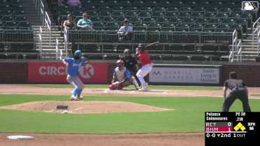 Jordan Sprinkle triples (1) on a line drive to center fielder Anthony Scull. Jorge Corona scores. Jose Colmenares scores.