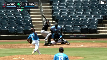 Garrett Spain doubles (13) on a sharp line drive to right fielder Devin Taylor. Marek Houston scores.