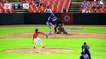 Yohairo Cuevas homers (4) on a fly ball to left field. Colin Houck scores.