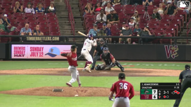 Josh Adamczewski singles on a ground ball to first baseman Jose D. Hernandez. Andrew Fischer scores. Juan Baez to 3rd. Josh Adamczewski to 2nd. Throwing error by first baseman Jose D. Hernandez.
