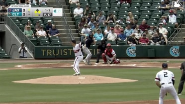Matthew Etzel singles on a line drive to center fielder Junior Perez. Agustín Ramírez scores. Deyvison De Los Santos to 2nd.
