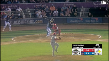 Josiah Ragsdale doubles (1) on a sharp line drive to center fielder Jay Allen II. Andrew Fischer scores.