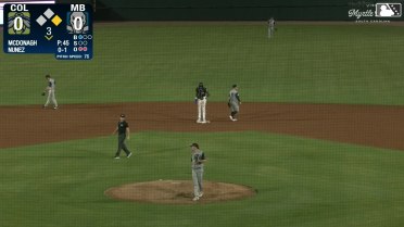 Juan Tomas steals his first base