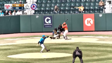 Kervin Pichardo singles on a line drive to center fielder Nick Mitchell. Sam Petersen scores. Jack Rogers to 2nd.