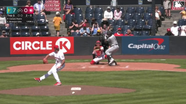 Brandon Eike homers (11) on a fly ball to left field.