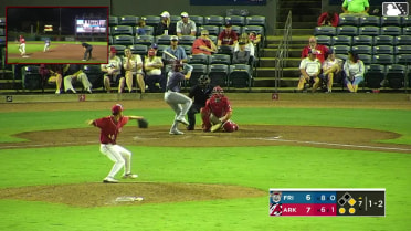 Frainyer Chavez doubles (11) on a line drive to right fielder Lazaro Montes. Orlando Martinez scores.