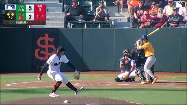 Drew Burress doubles (1) on a line drive to left fielder Oliver Tejada. Max Durrington scores. Michael Brooks to 3rd.