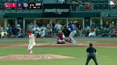 Daz Cameron doubles (3) on a line drive to left fielder Otto Kemp. C.J. Stubbs scores. Josh Rivera to 3rd.