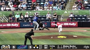 Blake Burke doubles (8) on a line drive to left fielder Brendan Jones. Jesús Made scores.