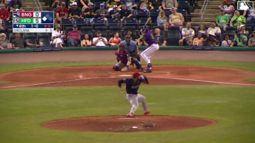 Braylen Wimmer singles on a line drive to left fielder Nick Lucky. Roc Riggio scores.