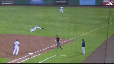 Miguel Hiraldo makes a diving catch in shallow left