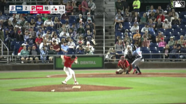 Chris Suero singles on a fly ball to left fielder Tyler McDonough. Chris Suero out at 2nd on the throw, left fielder Tyler McDonough to second baseman Yoeilin Cespedes. Émilien Pitre to 3rd.