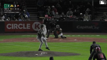 Carter Cunningham singles on a ground ball to right fielder Trevor Cohen. Kendry Chirinos scores. Matt Scannell scores. J.R. Freethy to 3rd. Carter Cunningham to 2nd. Carter Cunningham advances to 2nd, on a throwing error by right fielder Trevor Cohen.