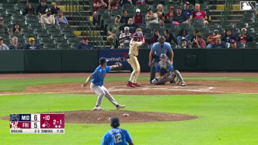 Dylan Dreiling singles on a ground ball to right fielder Clark Elliott. Theo Hardy scores.