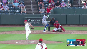 Manuel Pena homers (25) on a fly ball to center field.