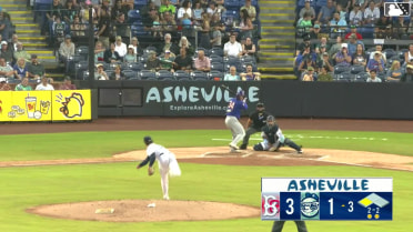 Chase Meggers doubles (3) on a fly ball to left fielder DJ Newman. Yonatan Henriquez scores.