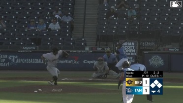 Enmanuel Tejeda triples (1) on a sharp line drive to center fielder Josh Tate. Ediel Rivera scores. Hans Montero scores. Jackson Lovich scores.