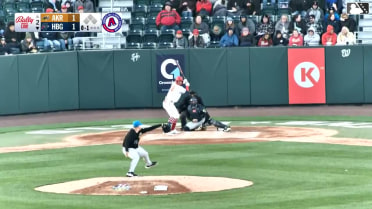 Leandro Pineda triples (1) on a sharp fly ball to center fielder Nick Mitchell.