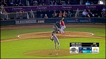 Daniel Guilarte singles on a ground ball to center fielder Ethan O'Donnell. Damon Keith scores.