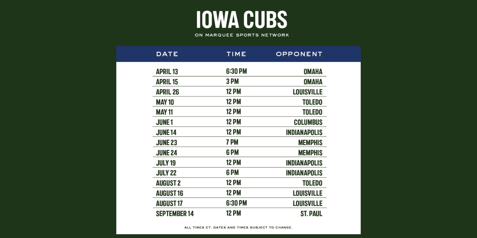 Marquee Sports Network will carry 14 Iowa Cubs games this year - Bleed  Cubbie Blue