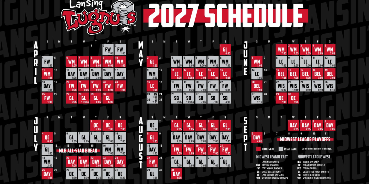 Scheduling Auction Icon Lansing Lugnuts' full 2027 schedule | MiLB.com
