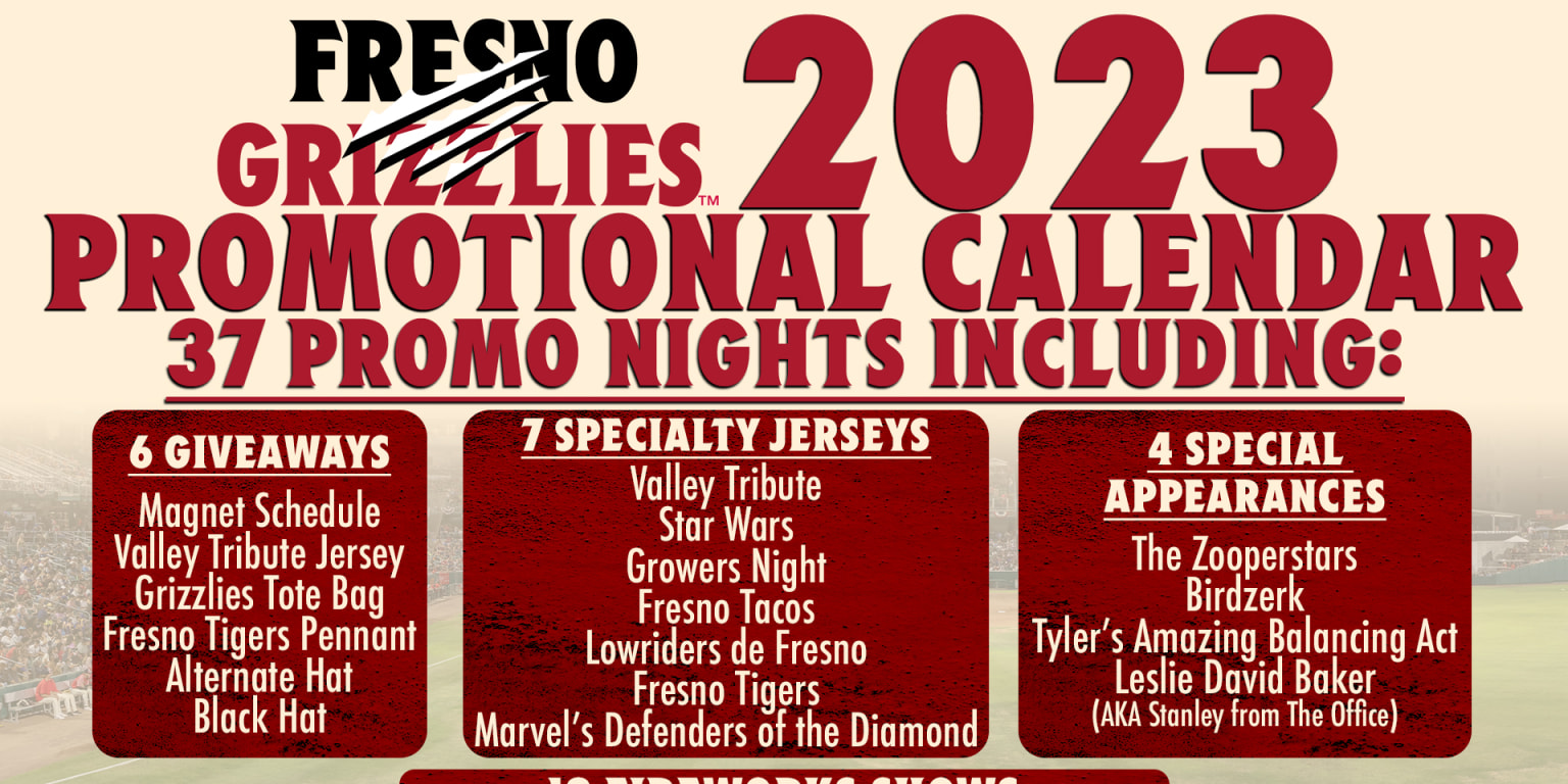 Fresno Grizzlies Release 2023 Promotional Calendar Featuring Giveaways,  Special Appearances, Theme Nights, and More