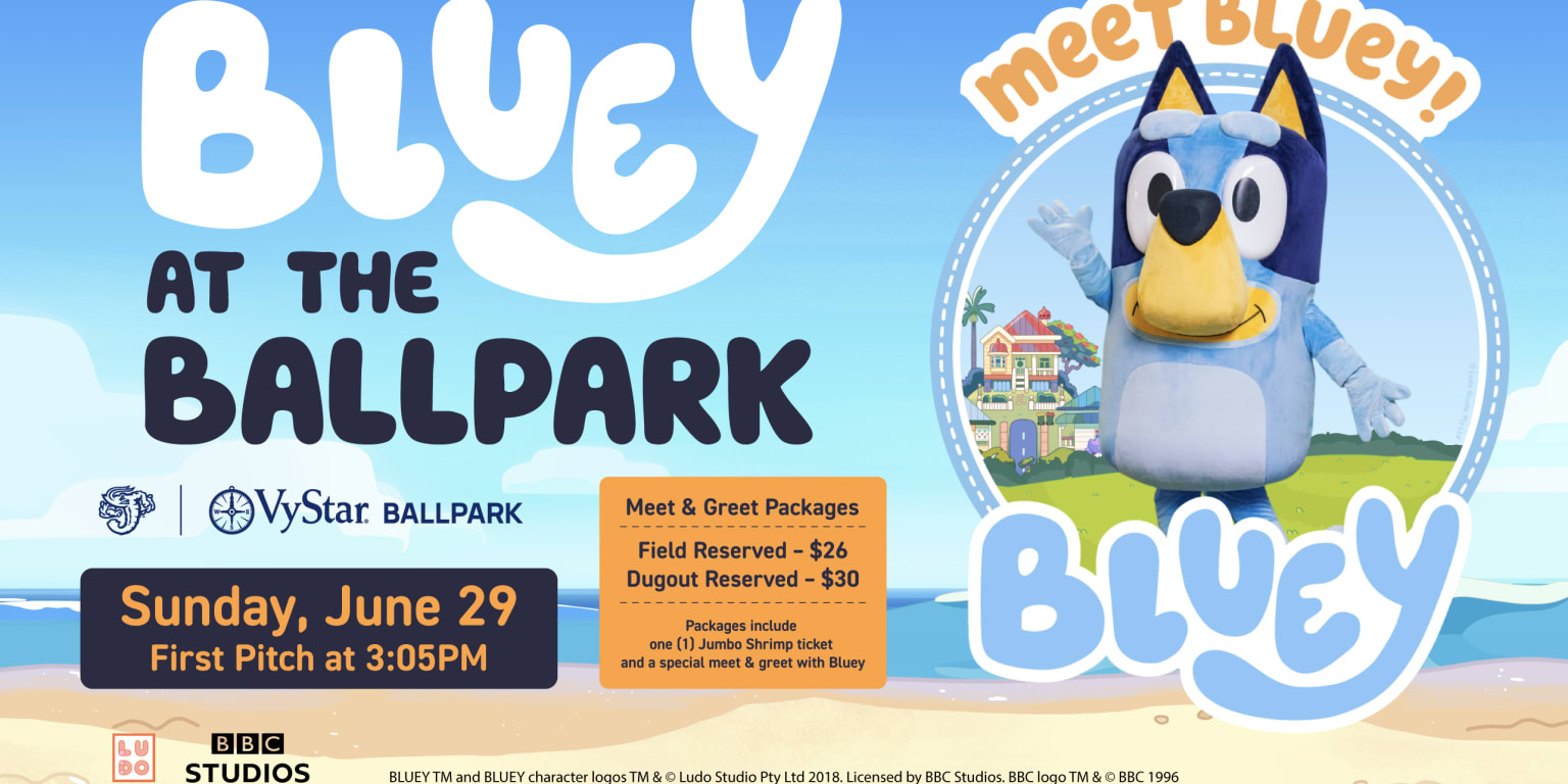 Fans can meet Bluey at VyStar Ballpark through Jumbo Shrimp