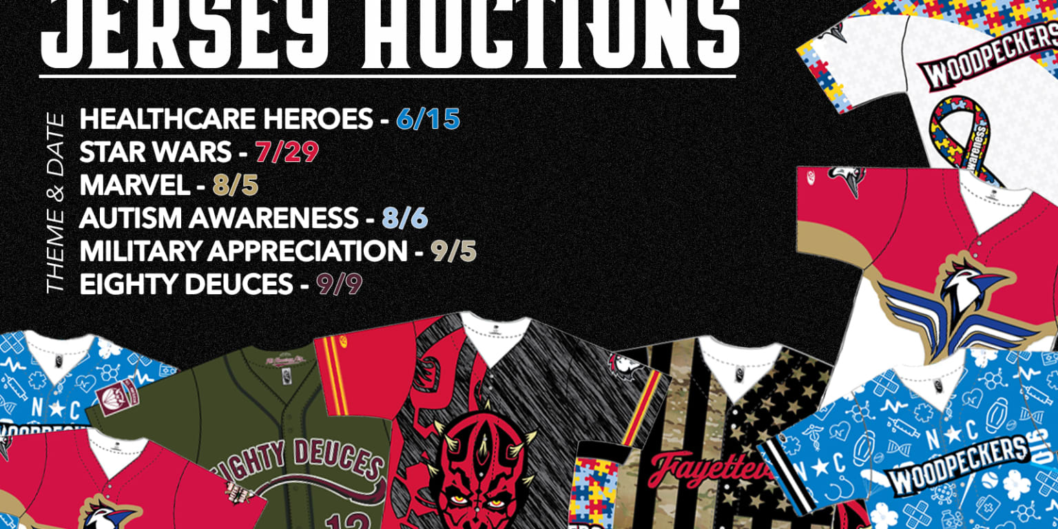 Woodpeckers Sport Six Specialty Jerseys to be Auctioned During the