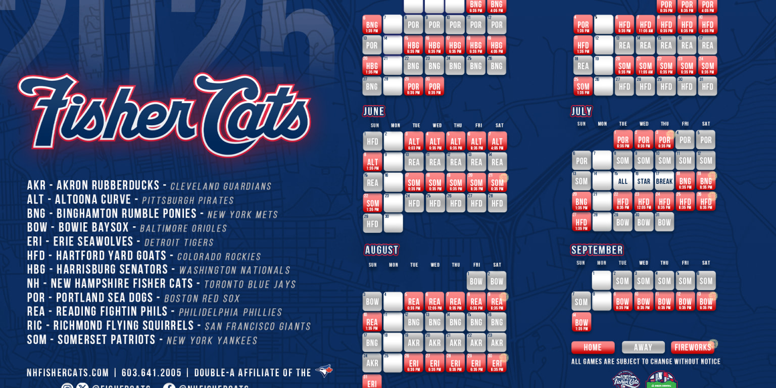 2025 Home Game Times | Fisher Cats