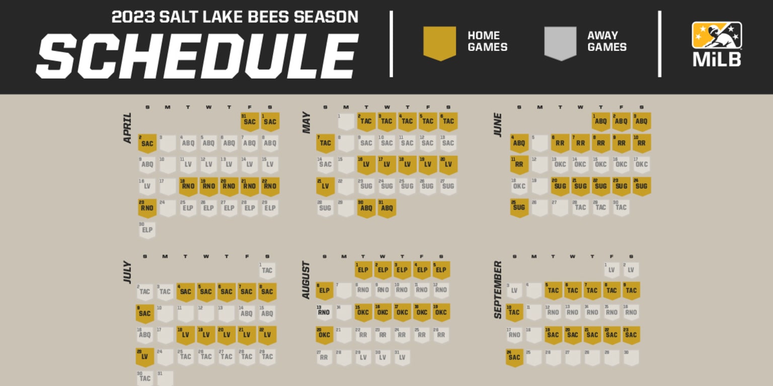 Salt Lake Bees 2018 Schedule