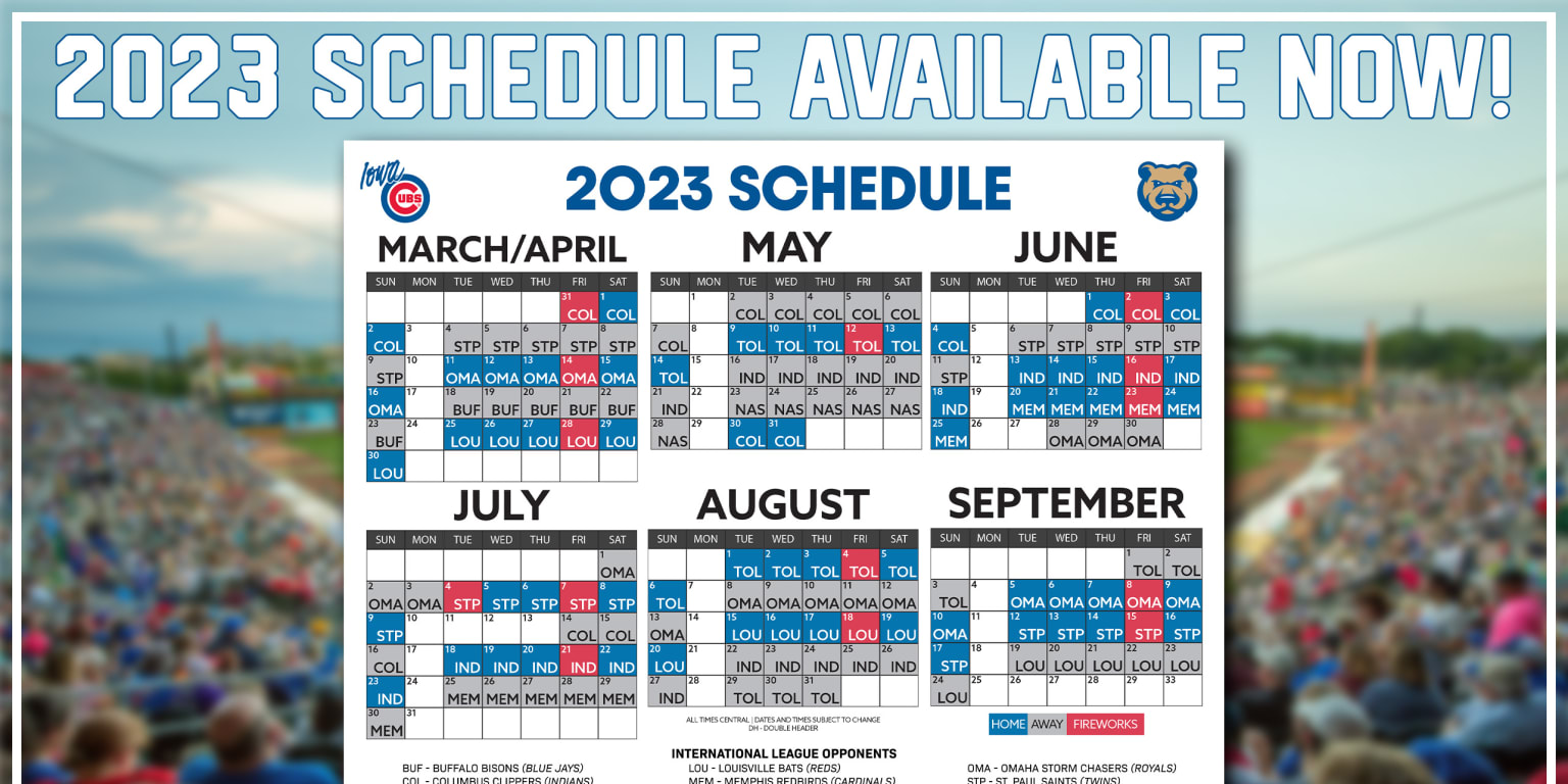 2024 Iowa Cubs Spring Training Schedule carte sdxc