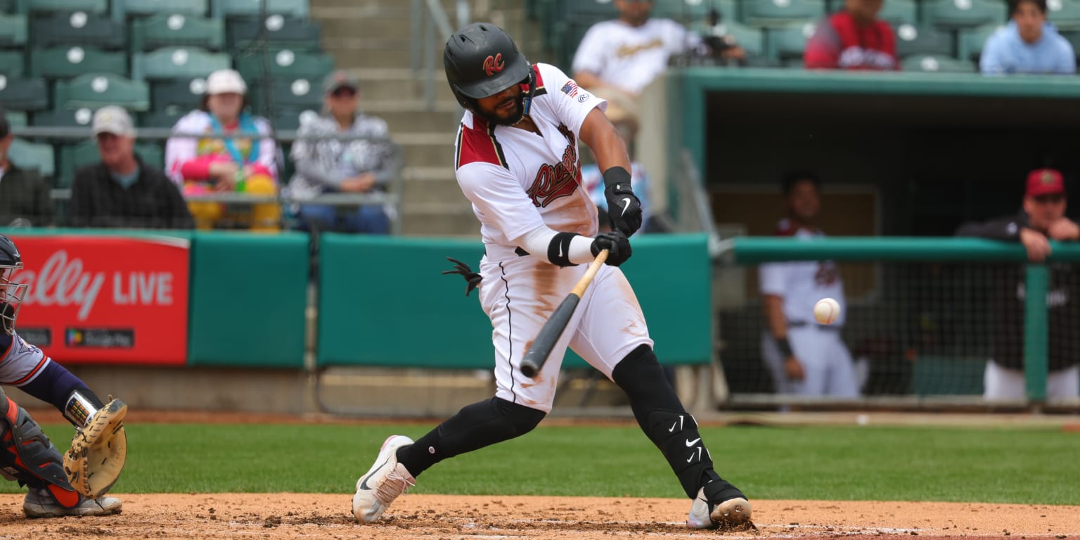 Heliot Ramos (38) of the Sacramento River Cats at bat against the